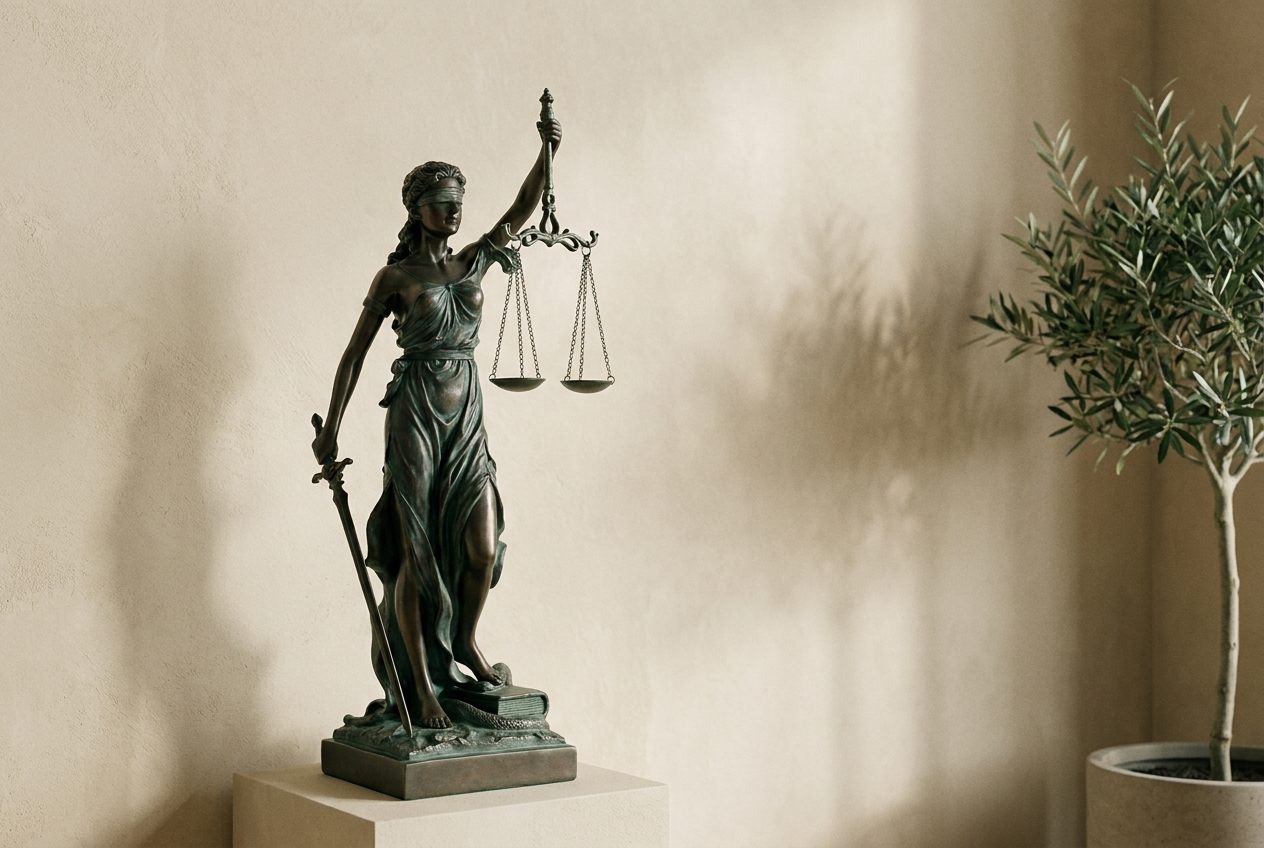 Statue of Lady Justice holding scales